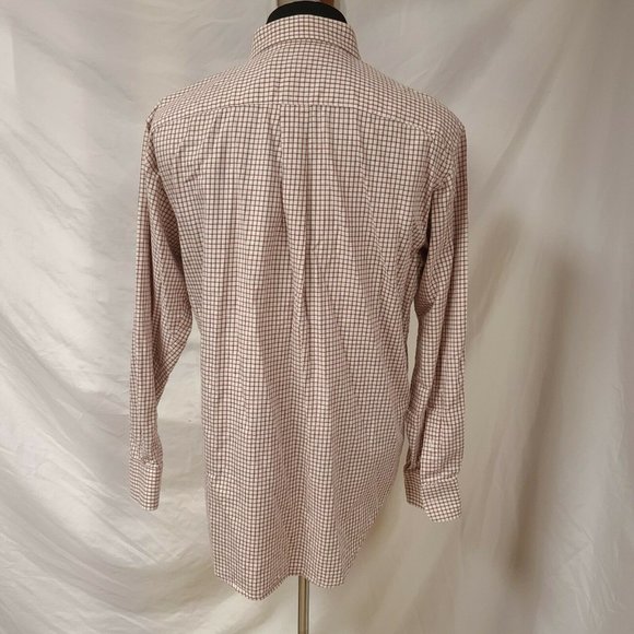 Steve & Barry's Mens Large Cream Red Check Long Sleeve Button Up Shirt - Picture 6 of 12